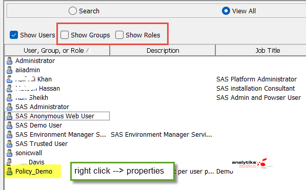 User Manager interface